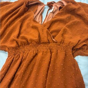 Altar'd State Burnt Orange Textured Dress